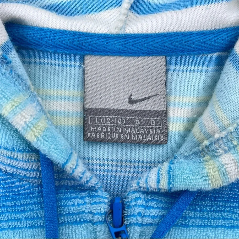 Nike Youth Girls Striped Soft Terry Cloth Full-Zip Jacket Size L; Beach, Casual